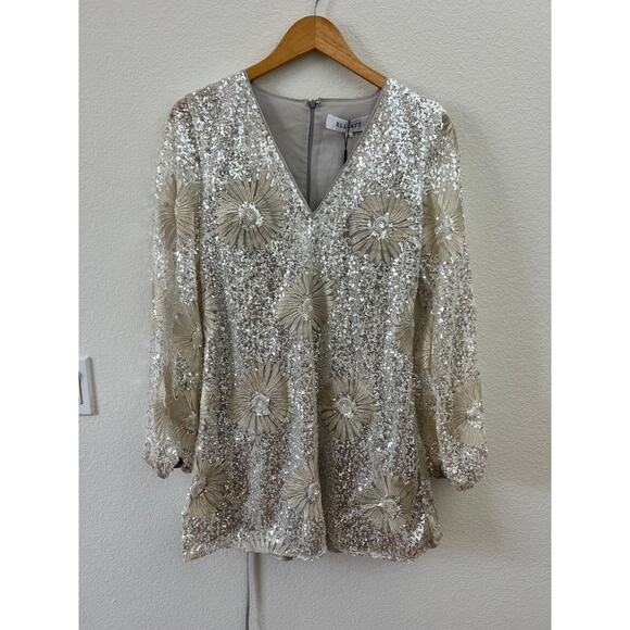 Elliatt Caledonia Long Sleeve Mini Dress Silver S NWT - Picture 3 of 8